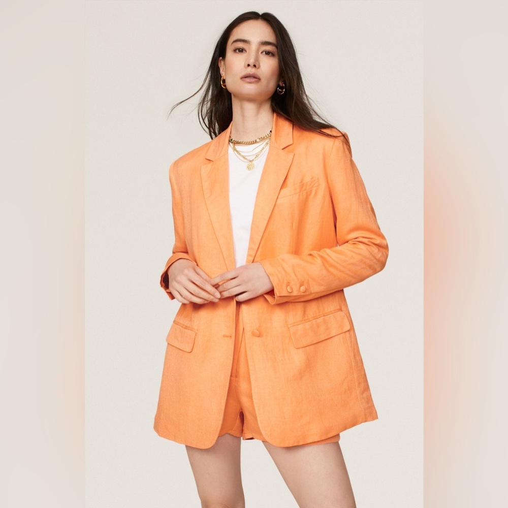 Ashley Park x RTR Orange Linen Blend Blazer Size L